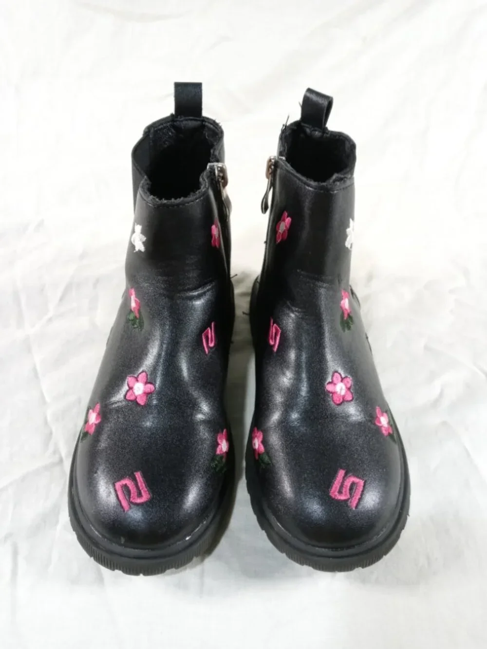 Shein Jnsq Girls Size 1 Ankle Flower Black Design Kids Boots in New Cond w Box